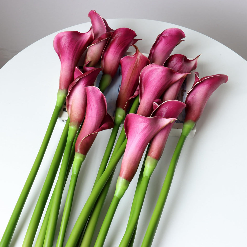 Purple Calla Lily Flowers, 12pcs Real Touch Faux Stems for Vases