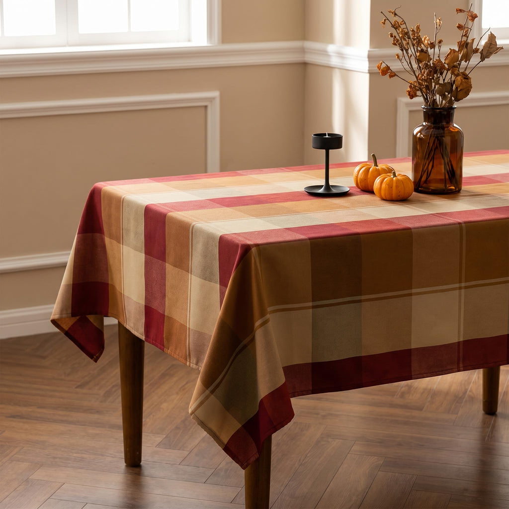 Rectangle Plaid Tablecloth for Thanksgiving, 60x84 inches