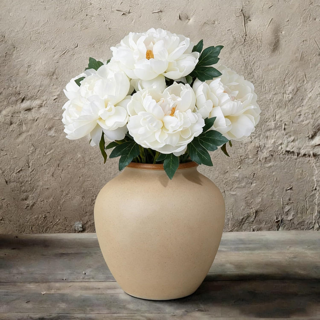 Peonies Artificial Flowers, Realistic Faux Silk Peony, Fake Decorative Floral Arrangements Wedding Decor () - Set of 6
