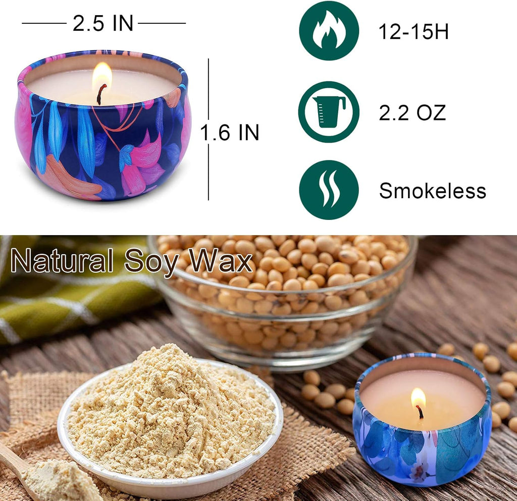 Christmas Candles Scented Gifts for Women Home Apple Cinnamon, Lavender, Vanilla, Jasmine, Cedar Wood, Fig, Teak - Set of 9