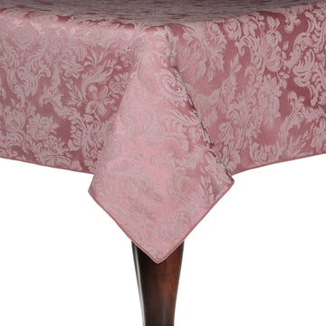 Miranda 60 x 120-Inch Rectangular Damask Tablecloth English Rose Pink