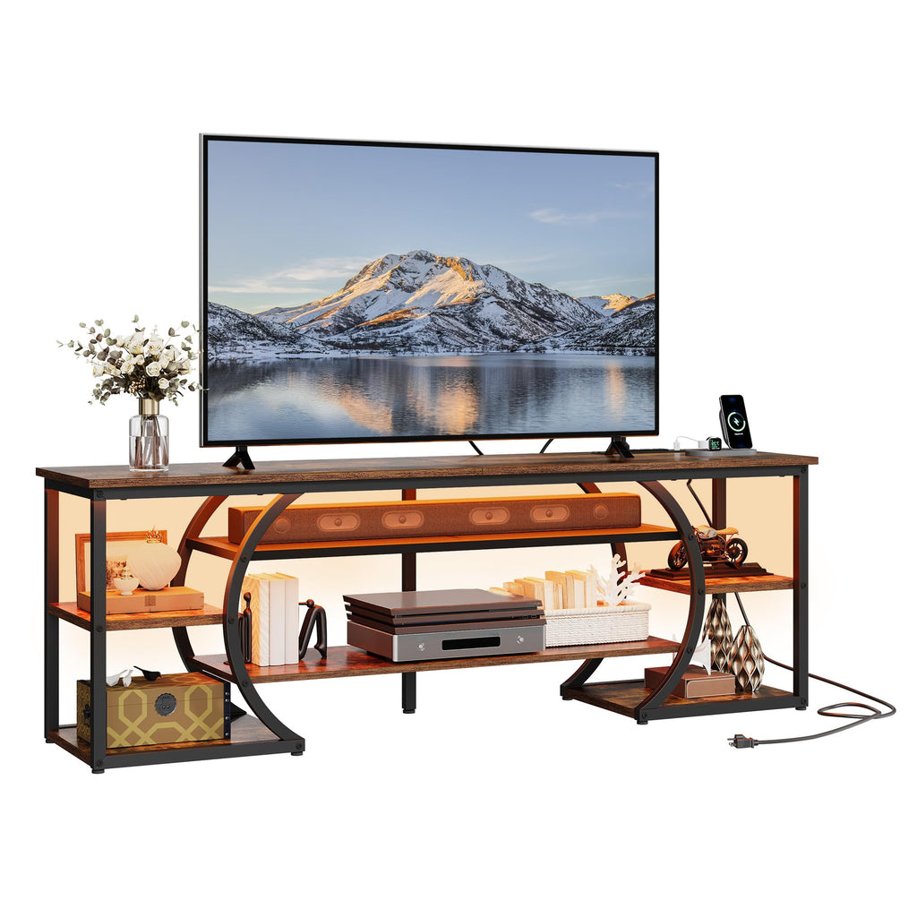 TV Stands, LED Entertainment Center, Rustic Brown