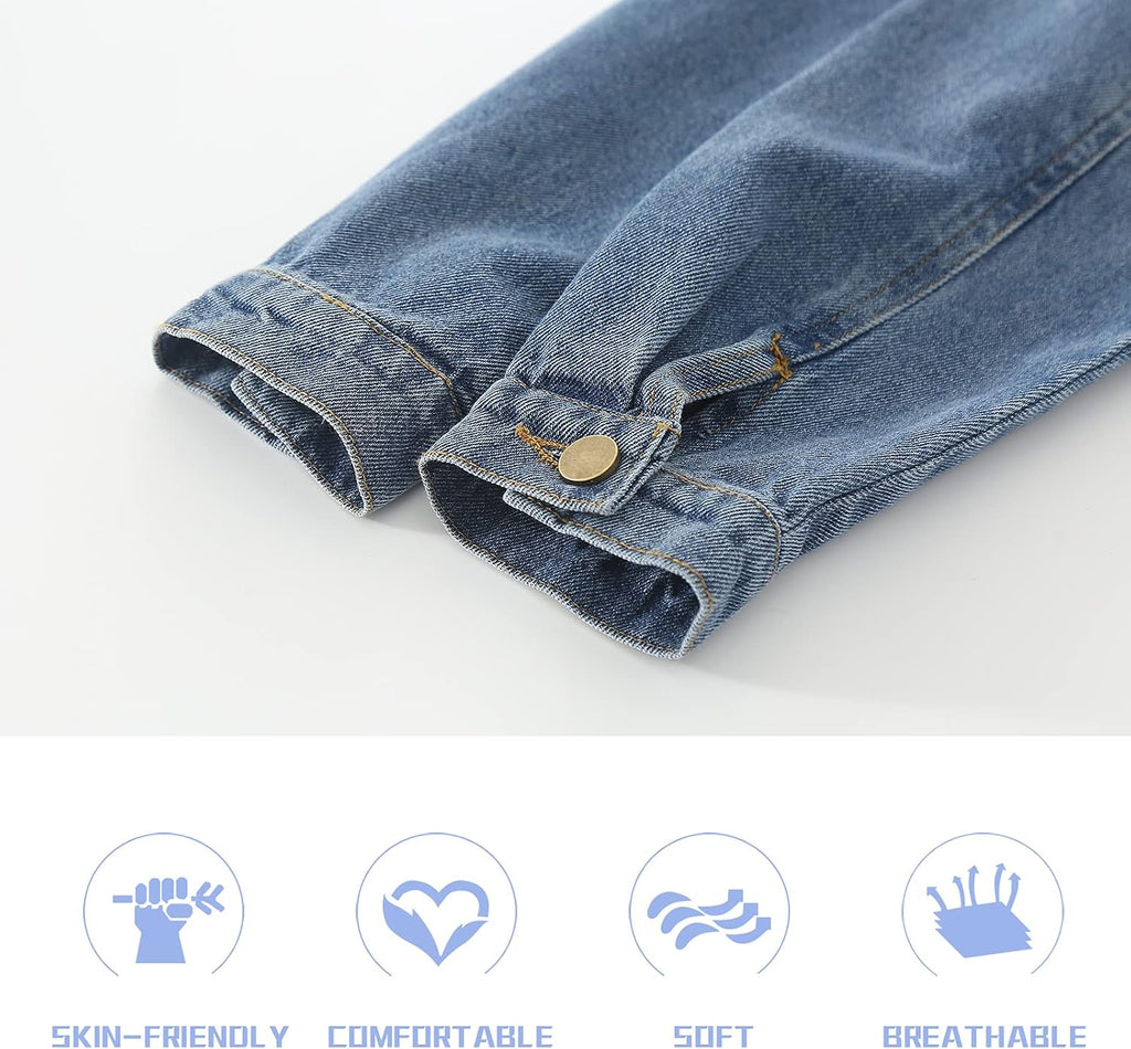 Girls Boys Jean Jacket for ( Kids) Trendy Cozy Soft Ripped Denim Coat Casual Outerwear School Travel Teen