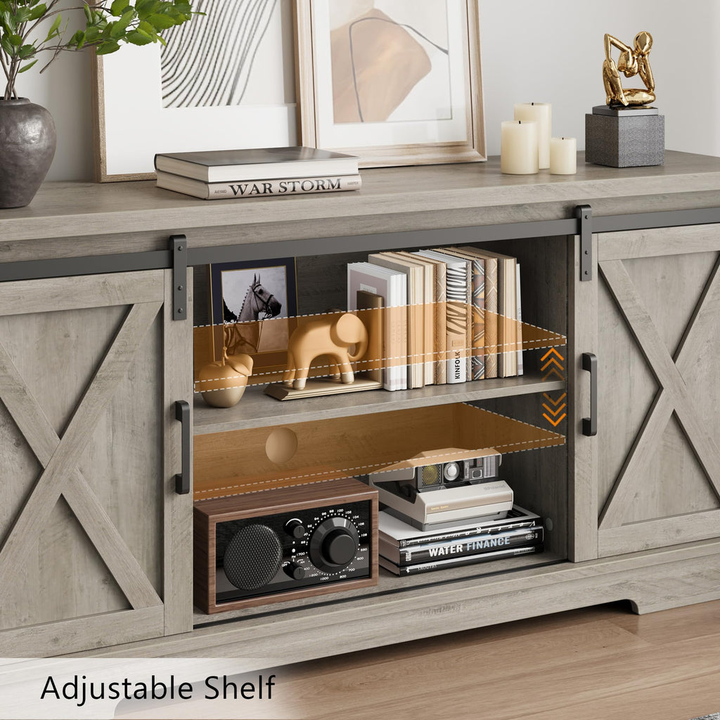Farmhouse TV Stand and Entertainment Center for TV Up to 65 Inches
