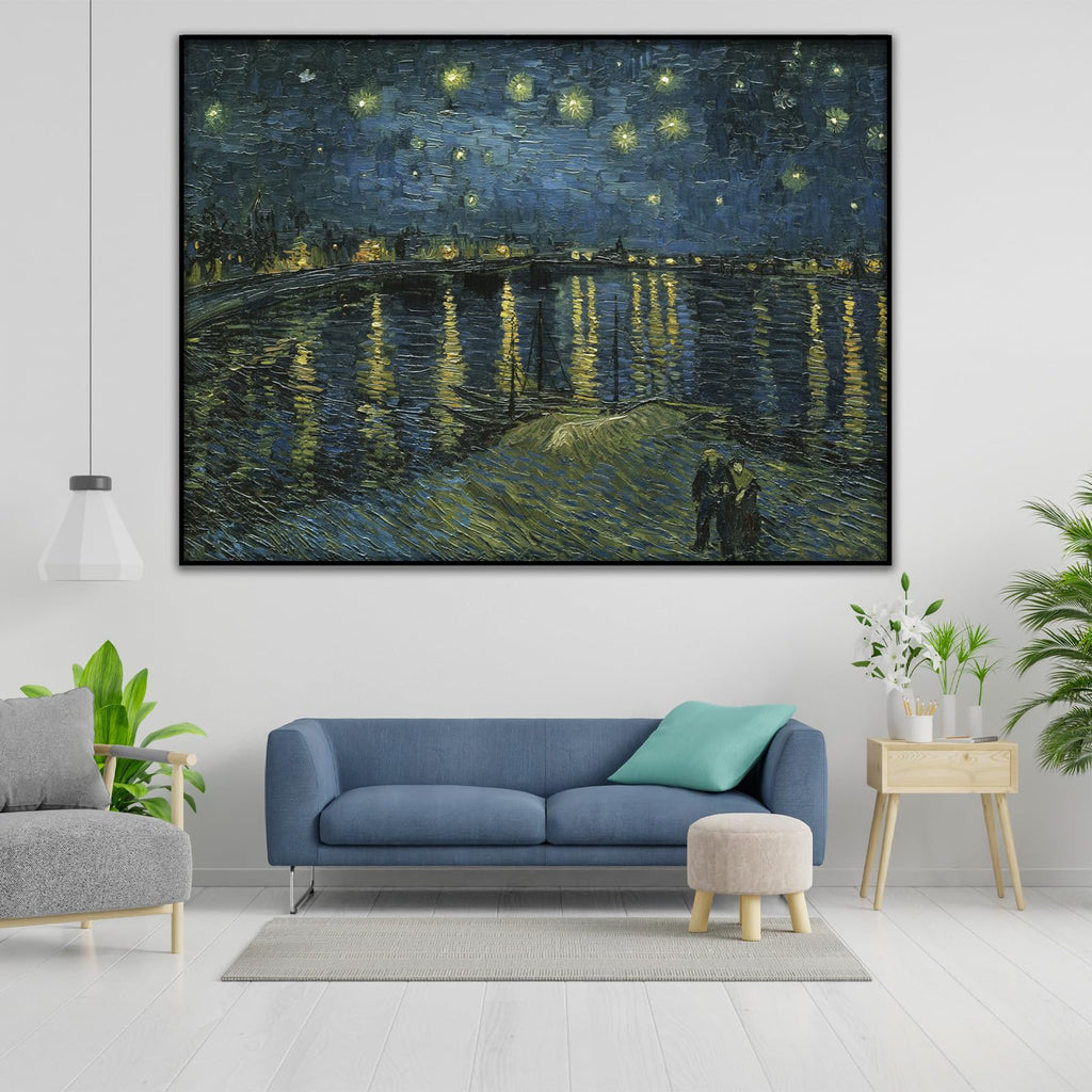 Van Gogh Canvas Wall Art -starry night over the rhone print - City Starry Sky Poster - Famous Oil Painting