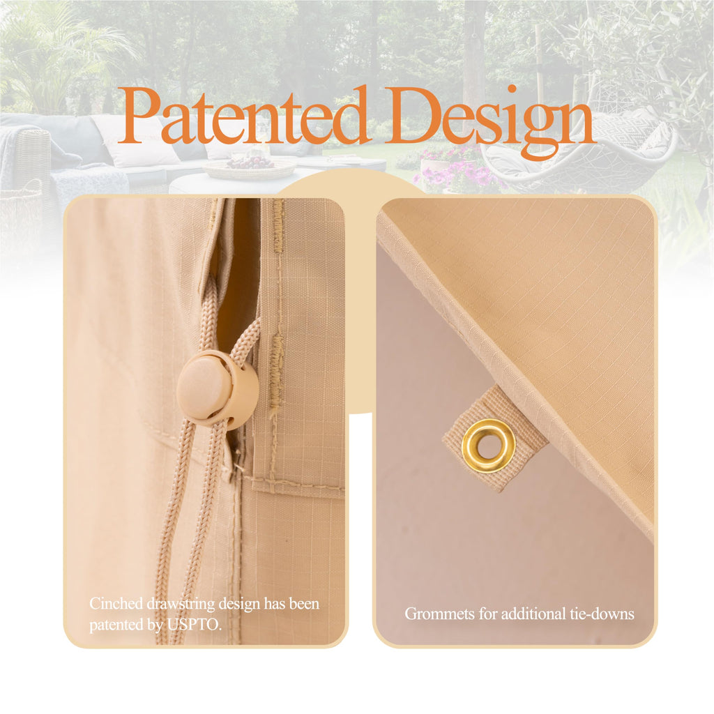 Patio Sofa Covers, 3-Seater, 87W x 42D x 35H Inches, Beige