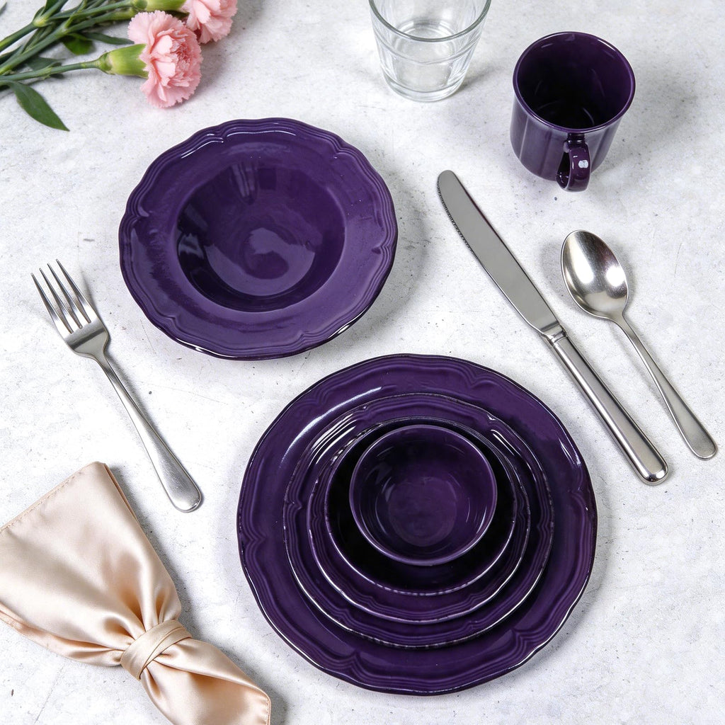 56pc Dinnerware Set, Plate and Bowl Set, Stoneware Dishes Set for 8, Microwave and Dishwahser Safe, Scratch