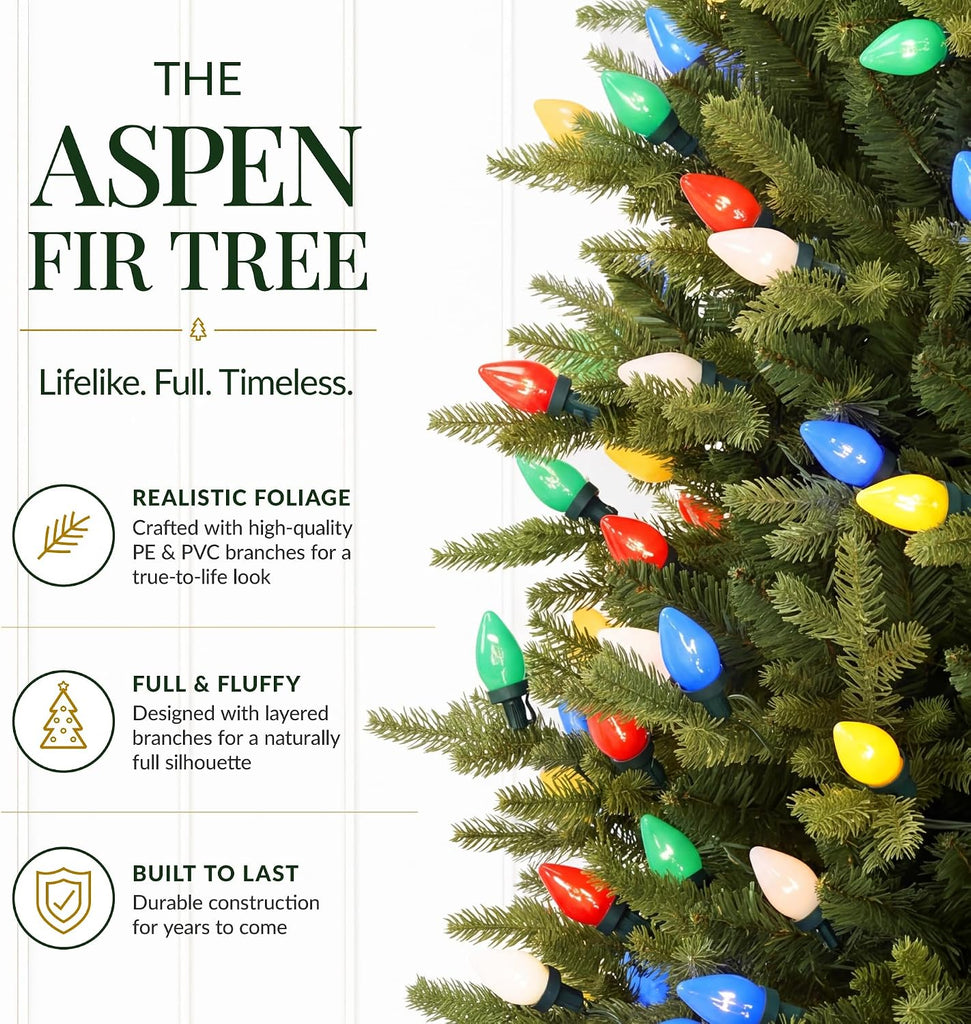 4.5ft Prelit Potted Pencil Christmas Tree w/ C7 LED Lights, Realistic Nostalgic Artificial Lighted Retro Holiday