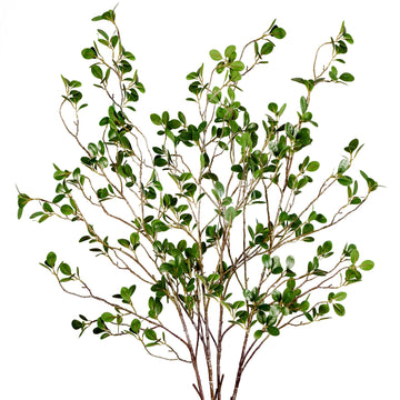 43'' 4Pcs Artificial Ficus Branches Faux Leaf Spray Green Eucalyptus Branches Artificial Greenery Stems Fake Ficus