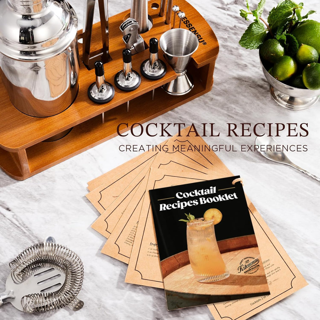 Cocktail Shaker Set Bartender Kit with Stand | Bar Set Drink Mixer Set with All Essential Accessory Tools: Martini - Set of 15