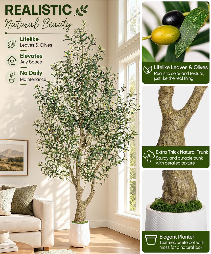 8ft Artificial Olive Tree: Large Lifelike Plant