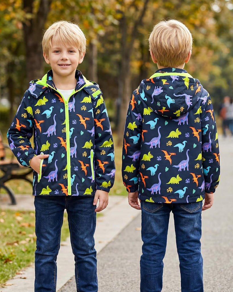 Boys Rain Jacket Raincoat for Boys Rain Coat Kids Rain Jacket Lightweight Hooded Fleece Lined Windbreaker