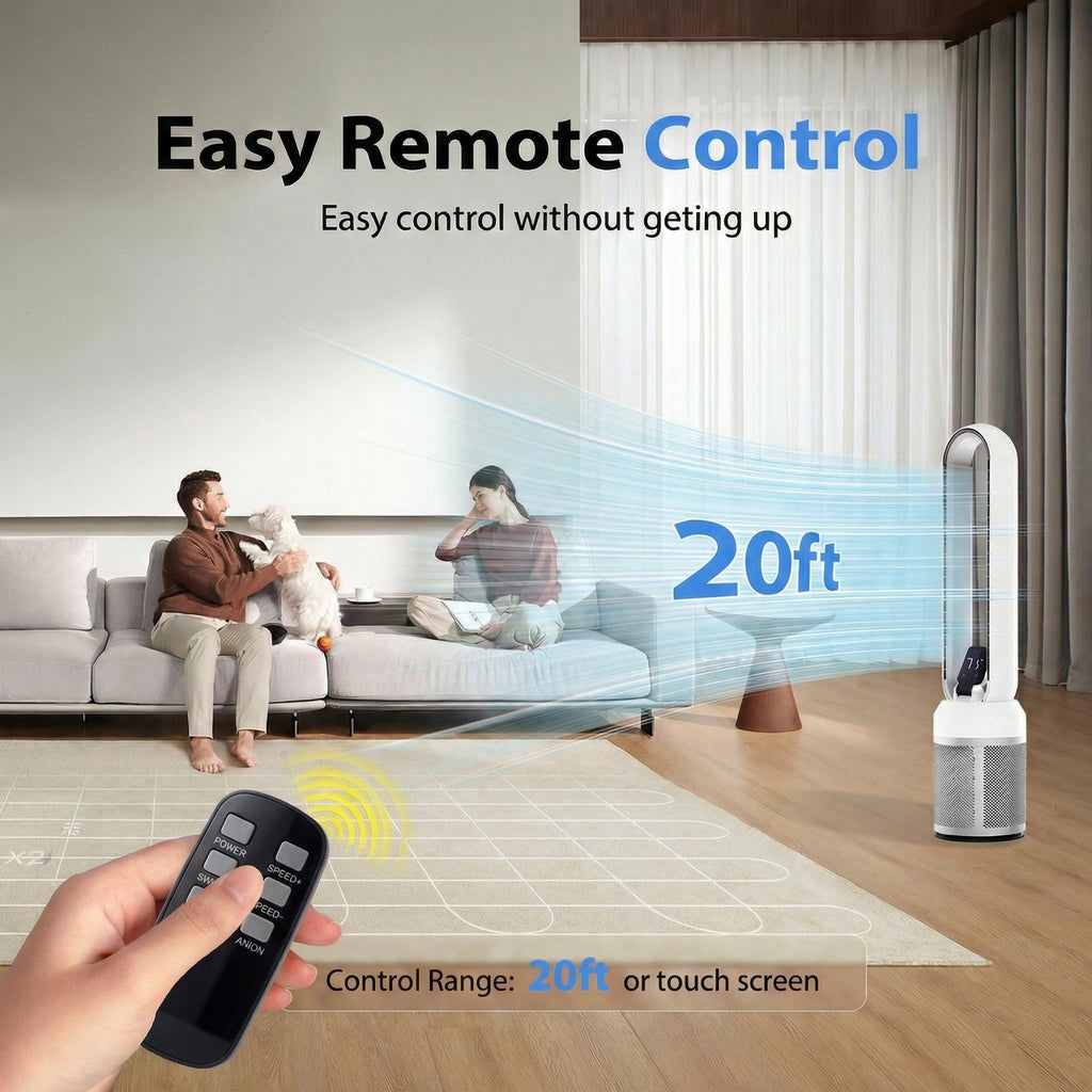 38" Bladeless Fan , Quiet Standing Fans with Remote