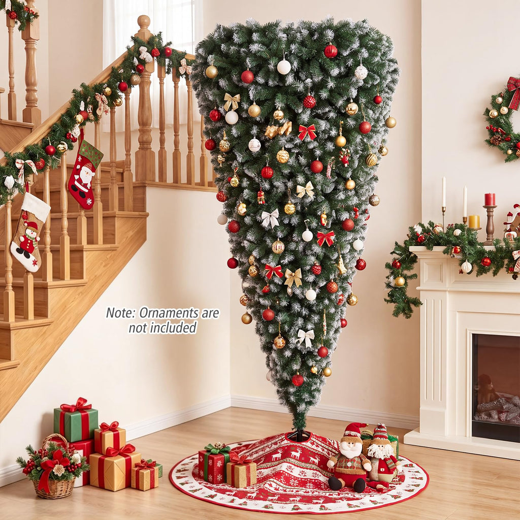 7.5ft Pre-Lit Upside Down Christmas Tree, Inverted Xmas Tree