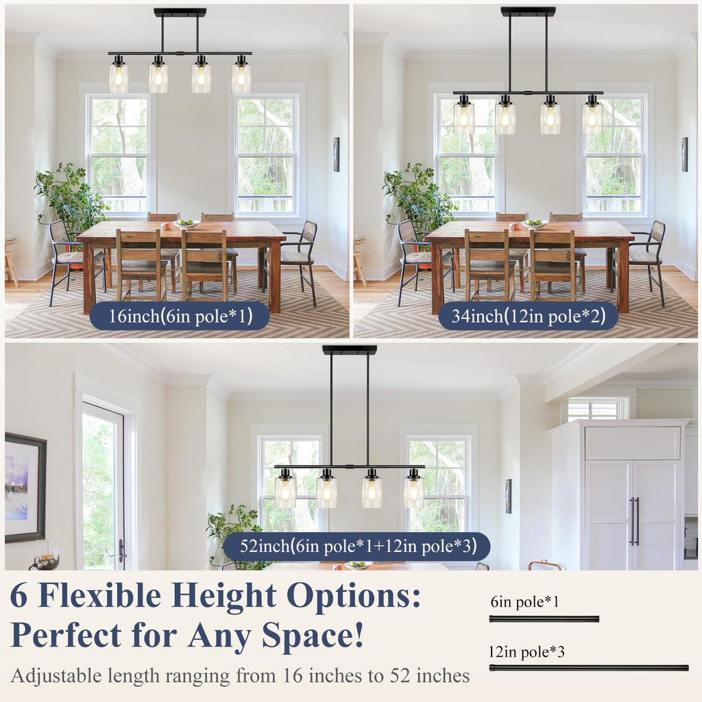 32inch 4-Light Black Simplicity Bar Island Lights Hanging