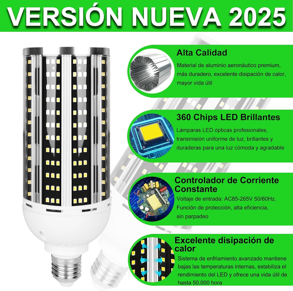 2 Pack 1000W Equivalent Led Corn Light Bulb, 10000 Lumen 5000K Daylight White 100W LED Corn Bulb, AC85-265V, E26/E39