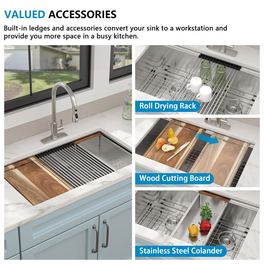 32"x19" Undermount Double Bowl Kitchen Sink