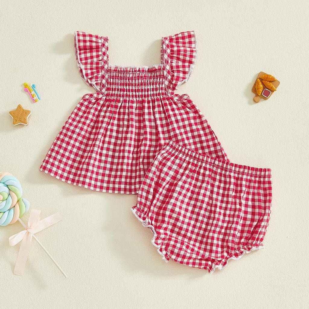 Baby Girl Summer Clothes Cute Ruffle Tops Dress Shorts Outfits Set Infant Toddler Shirt Bloomers Princess Outfit
