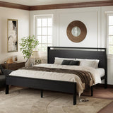 King Platform Bed Frame with Wooden Headboard and Footboard, Heavy Duty 12 Metal Slats Support, No Box Spring Needed
