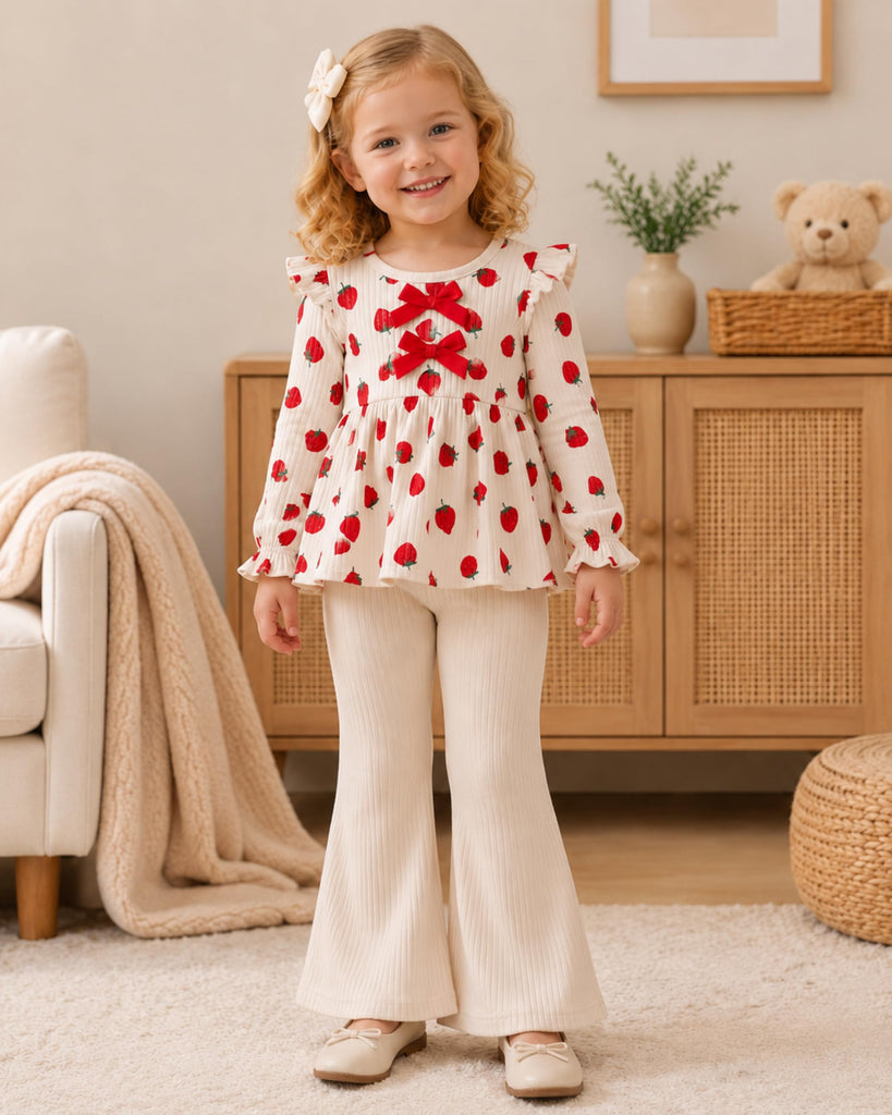 Baby Girl Clothes Strawberry Shirt Flared Pants Outfits