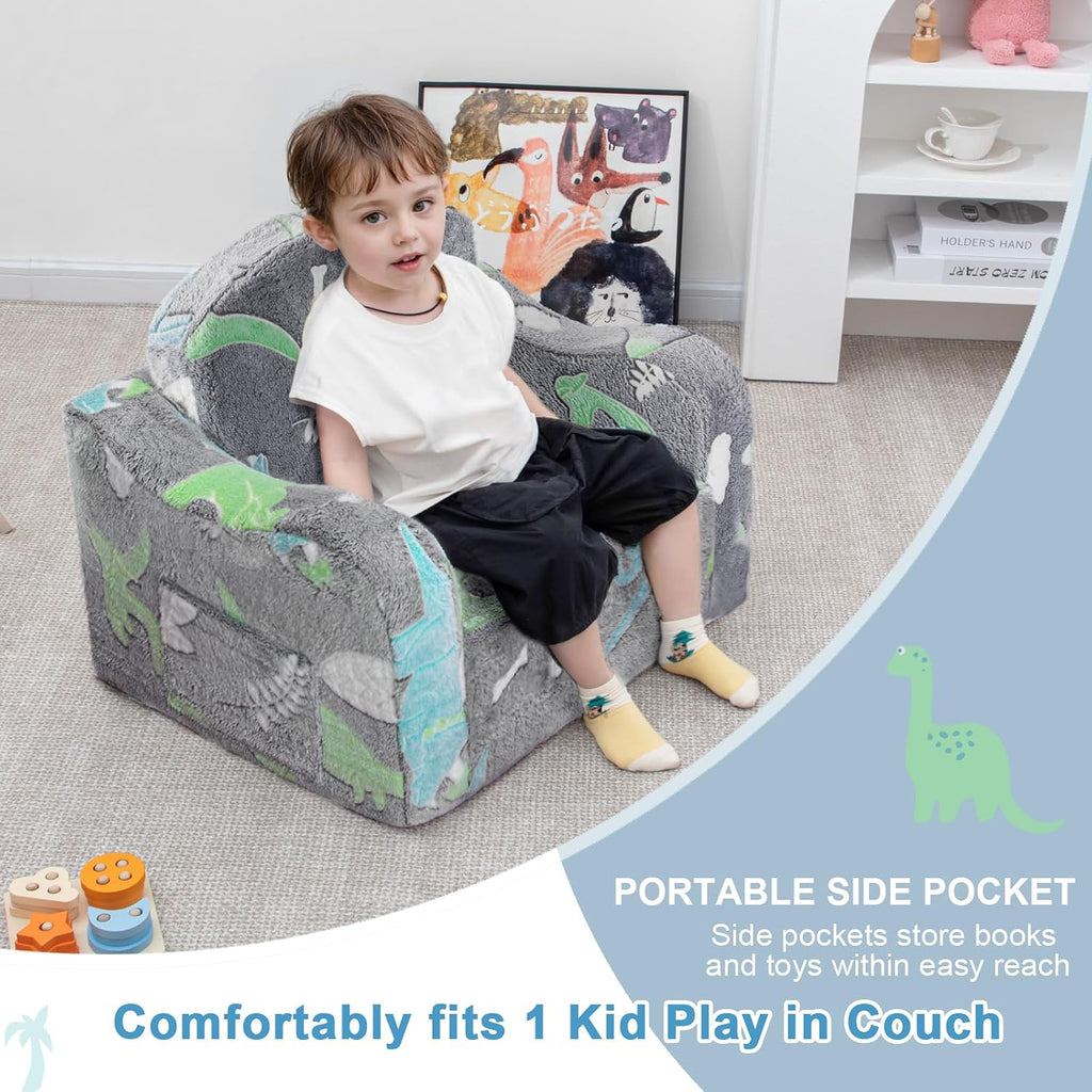 Comfy Kids Sofa Chair, in-1 Fold Out Couch with Blanket