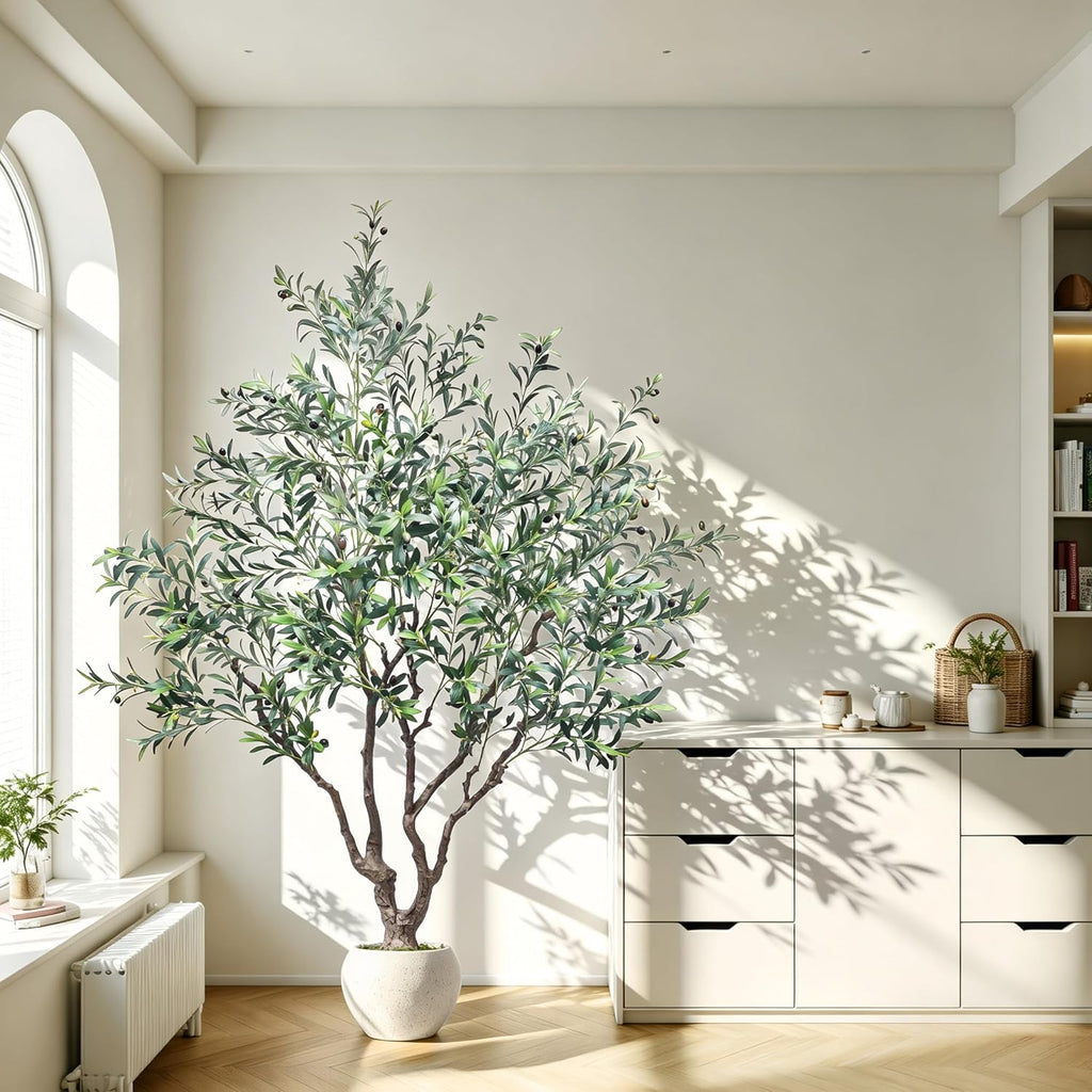 Large Artificial Olive Tree 8FT, Indoor Outdoor Faux Tall Tree