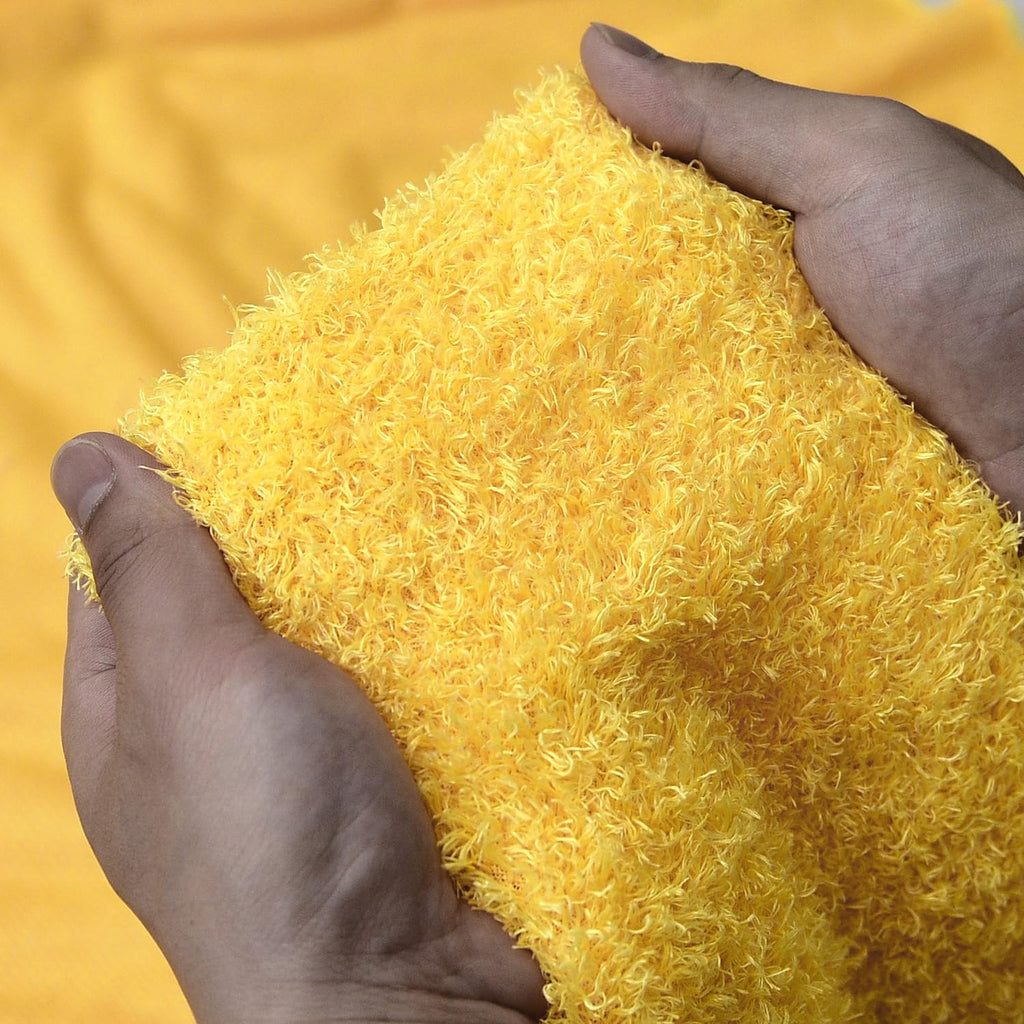 Yellow Curly Teddy Fleece Faux Fur Fabric 36" x 59"