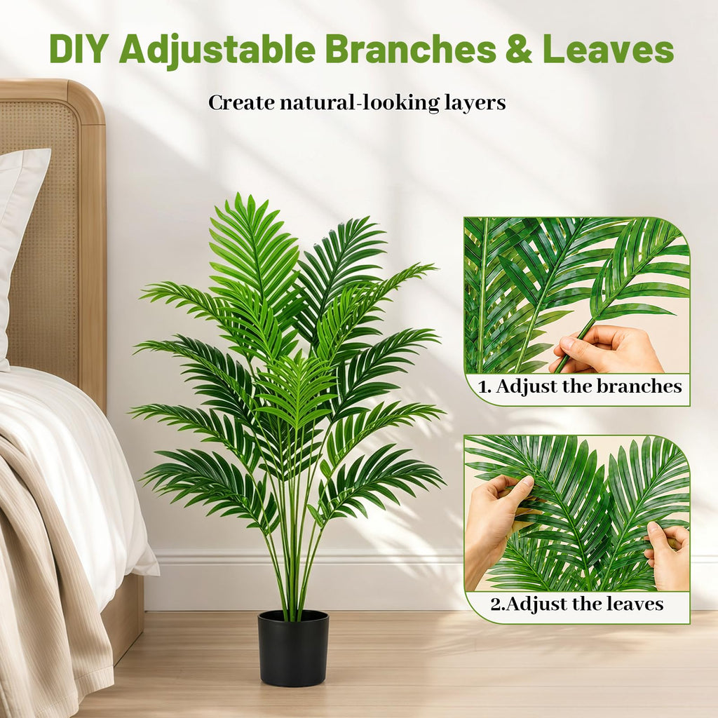 28" Artificial Palm Tree, Tall Fake Plant, Faux Tropical Areca Tree