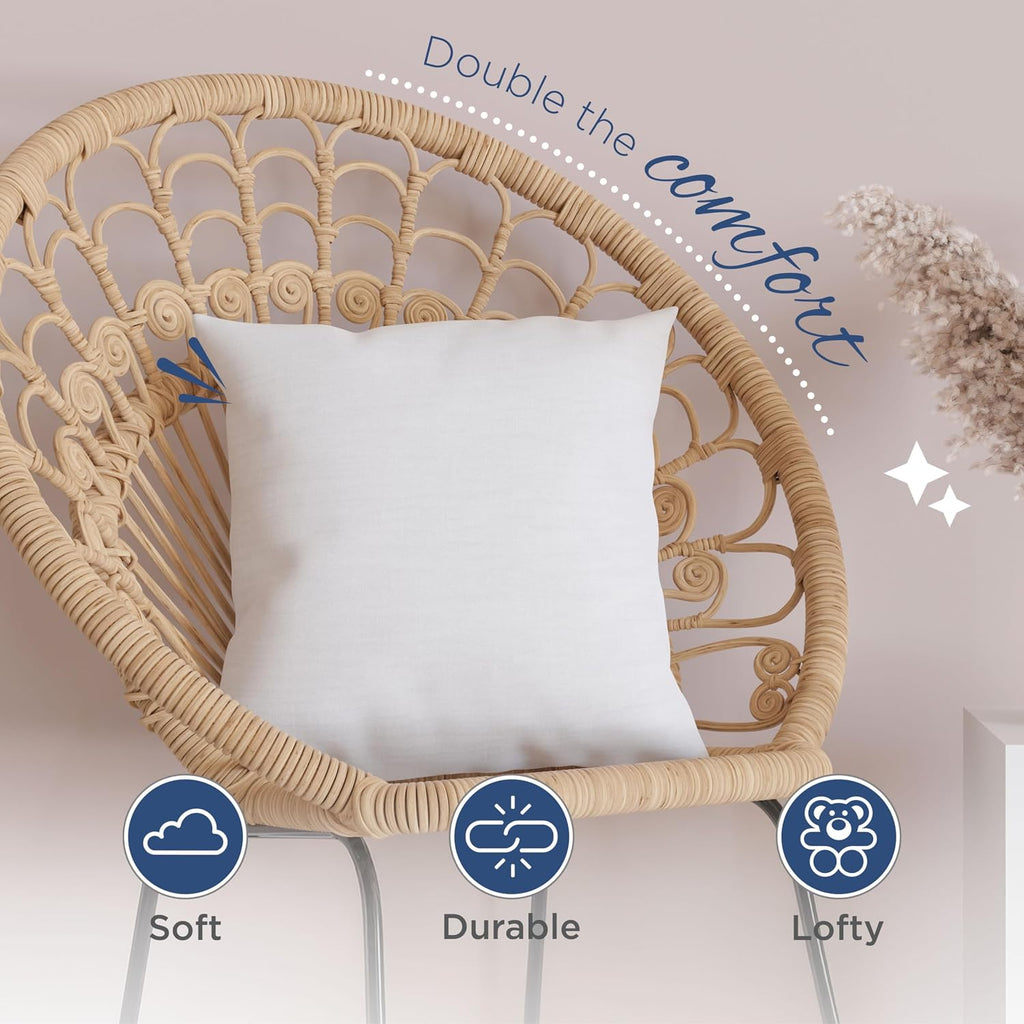 Decorative Throw Pillow Inserts, White, 22" x 22" - Set of 2