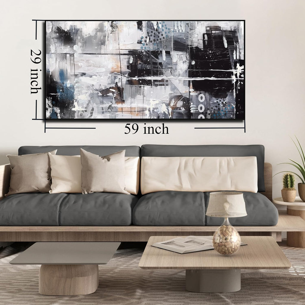 Large Abstract Canvas Wall Art - Black and White Pictures Wall Art Large Size Ready to Hang