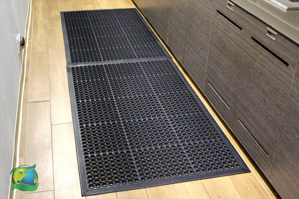 Anti Fatigue Mats Floor, Rubber Bar Mat, Non Slip Commercial Floor Mat with Drainage Holes, Indoor Outdoor Rubber Mat