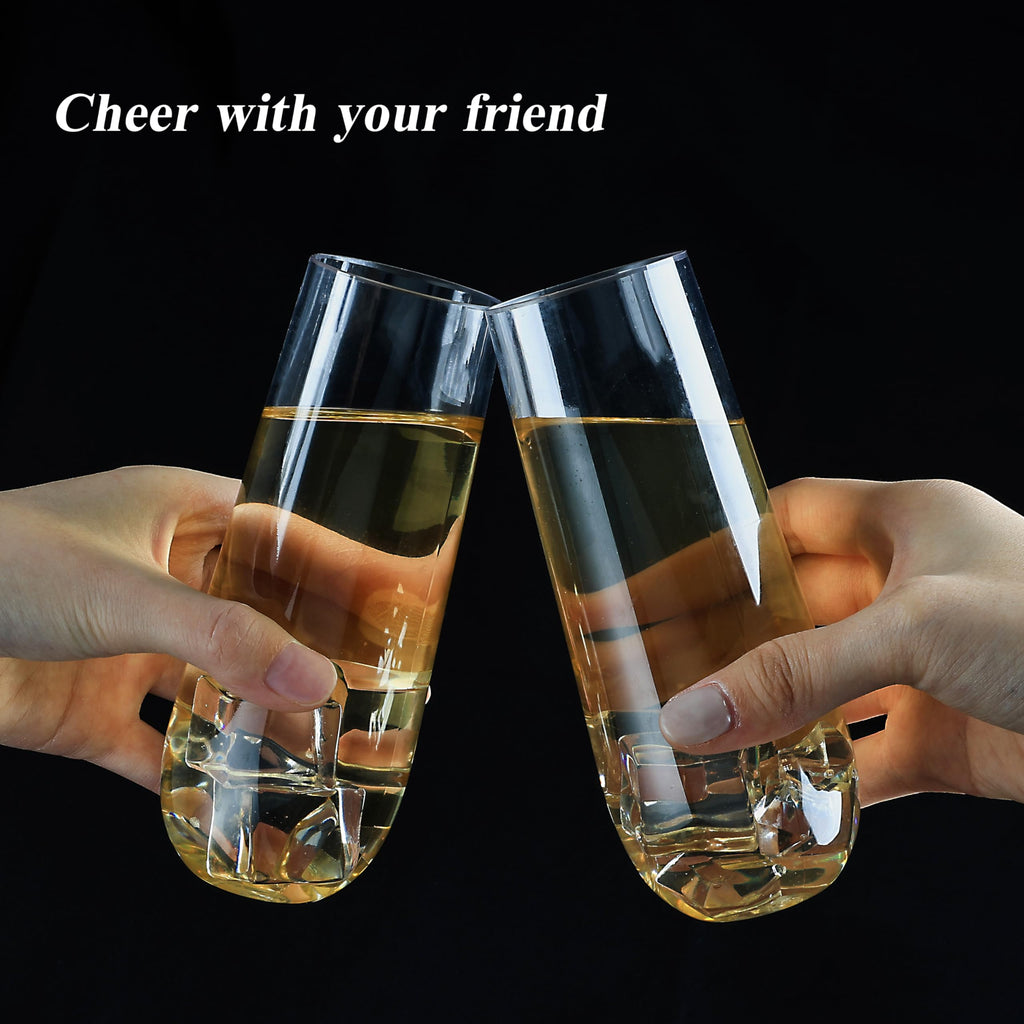 48 Pack 9 oz Clear Stemless Plastic Champagne Flutes