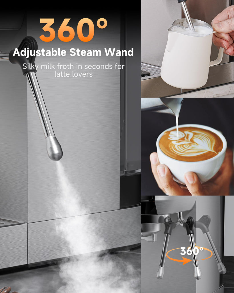 Espresso Machine, 20-Bar Pump for Lattes & Cappuccinos at Home