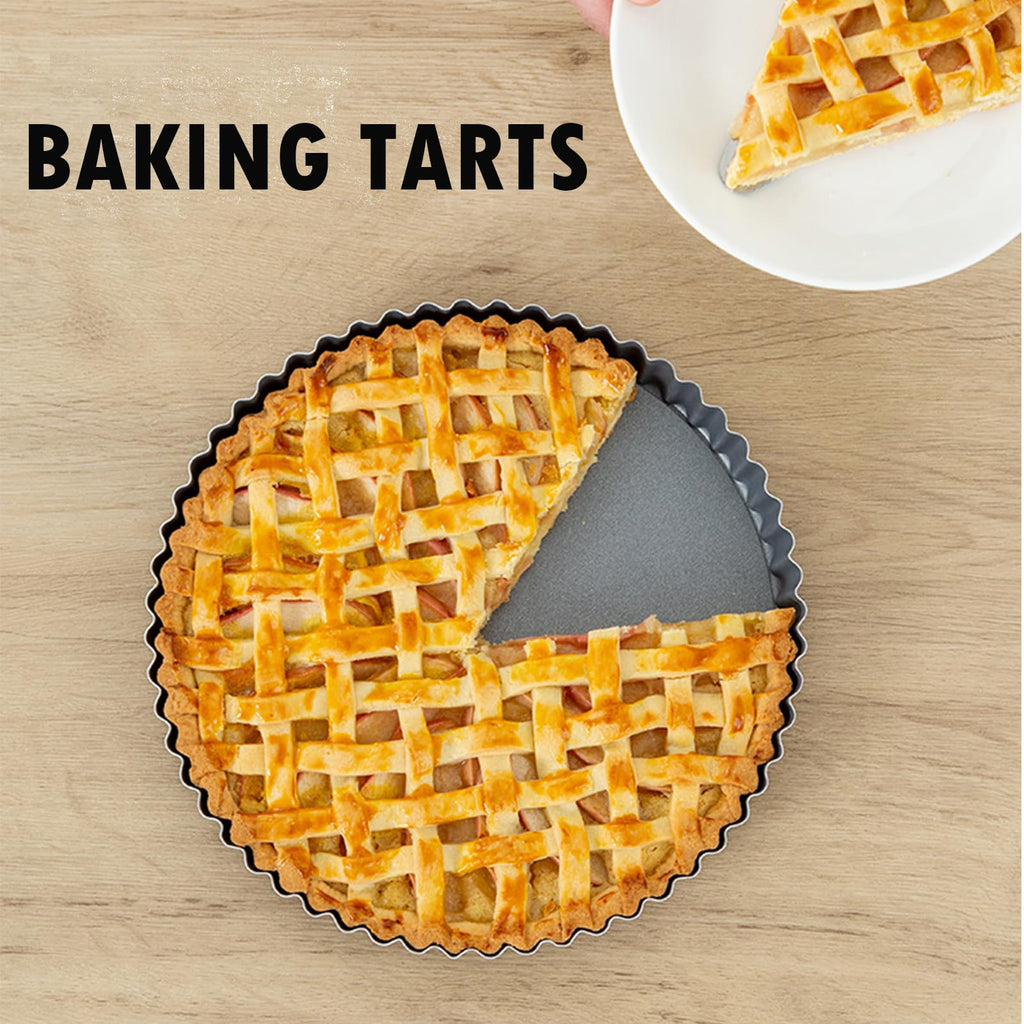 9" & 11" Deep Dish Tart Pan, 2 Pack Nonstick 2" Tall Tart Pan, Quiche Pan, Carbon Steel Deep-dish Pie Pan with