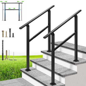3 Step Adjustable Straight Oval Hand Rails for Outdoor Steps