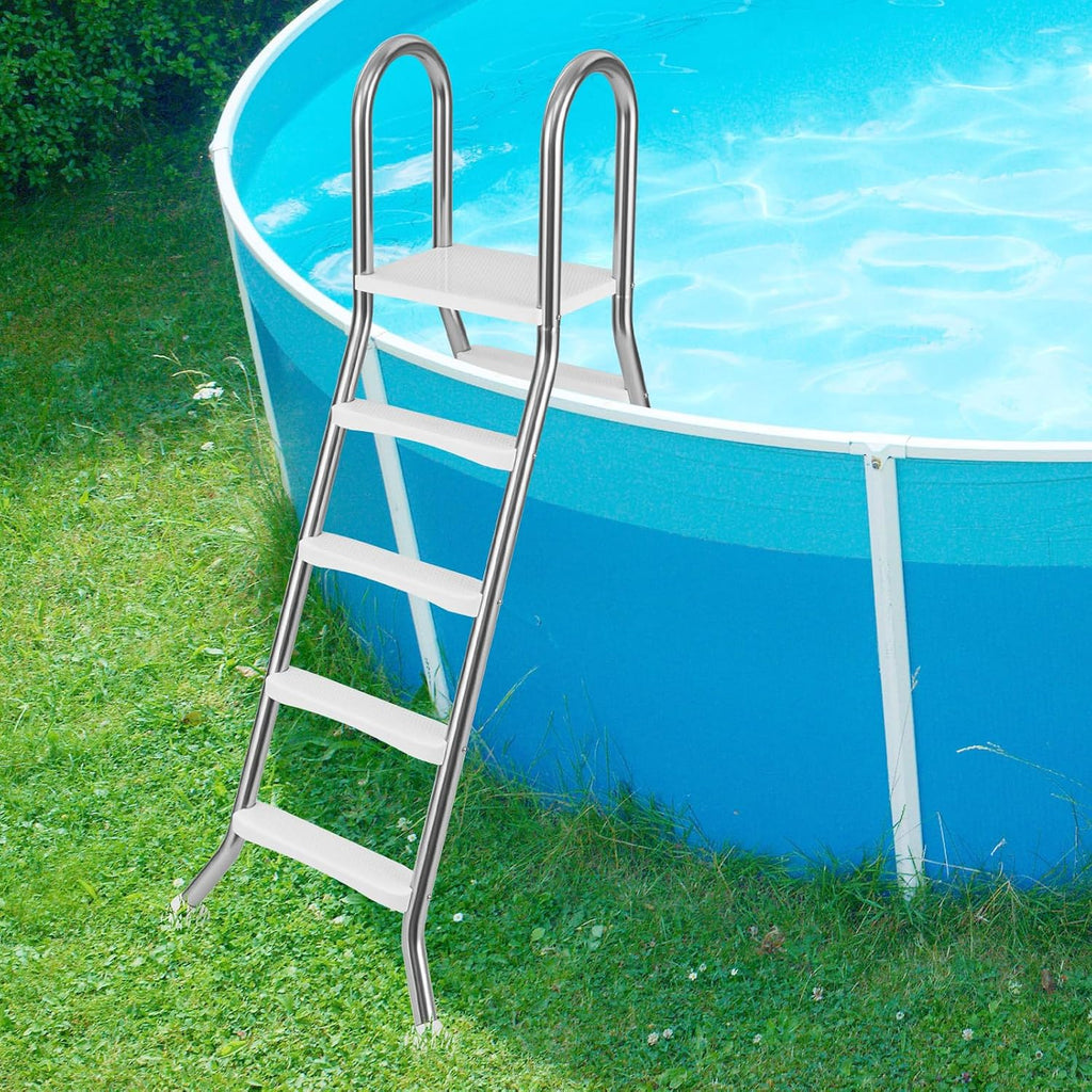 Above Ground Pool Ladder for 55" Pool Wall Height | 440 LBS Heavy Duty Stainless Steel 4-Step Double-Sided Swimming