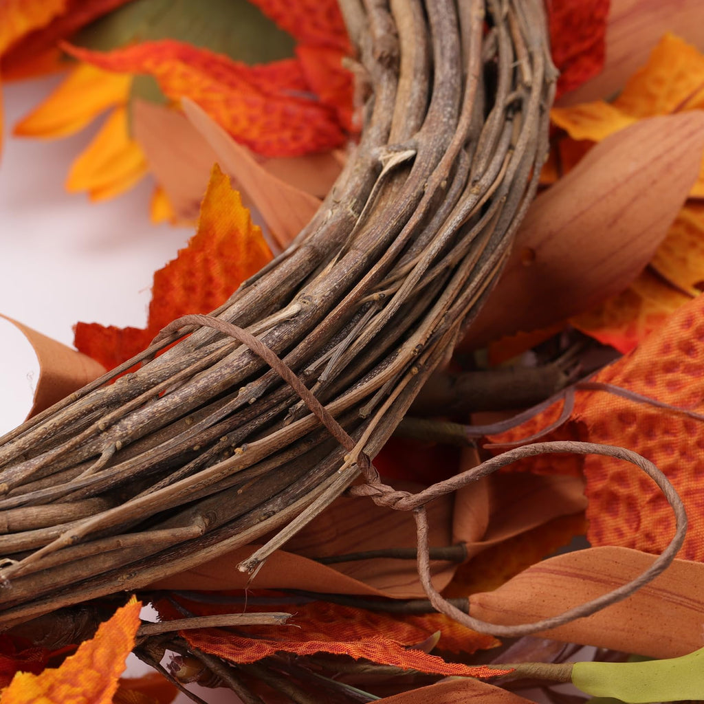 Fall Wreaths for Front Door 24 Inch Artificial Fall Wreath with Orange Pumpkins Berries Maple Leaves and Grapevine