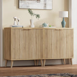 Buffet Cabinet with Storage, Modern Fluted Accent Sideboard with Doors & Adjustable Shelves