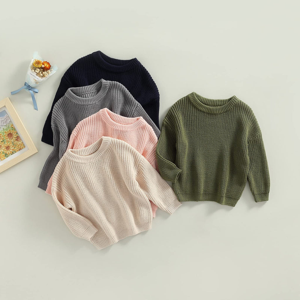 Baby Girl Boy Knit Sweater Blouse Pullover Sweatshirt Warm Crewneck Long Sleeve Tops for Infant Toddler (3-6