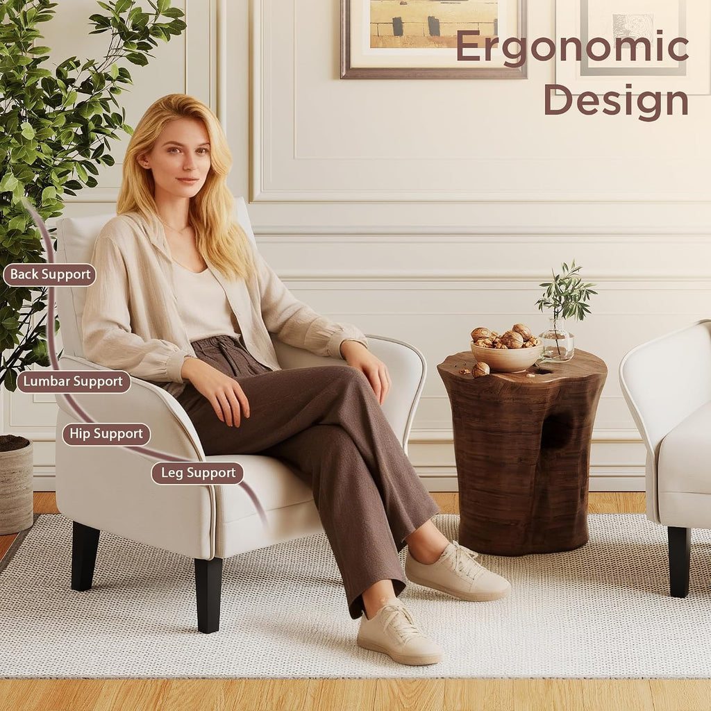 Morden Accent Chair with PU Leather Armrest,Upholstered Chairs Lounge Faux Leather Reading Chairs Side Sitting - Set of 2