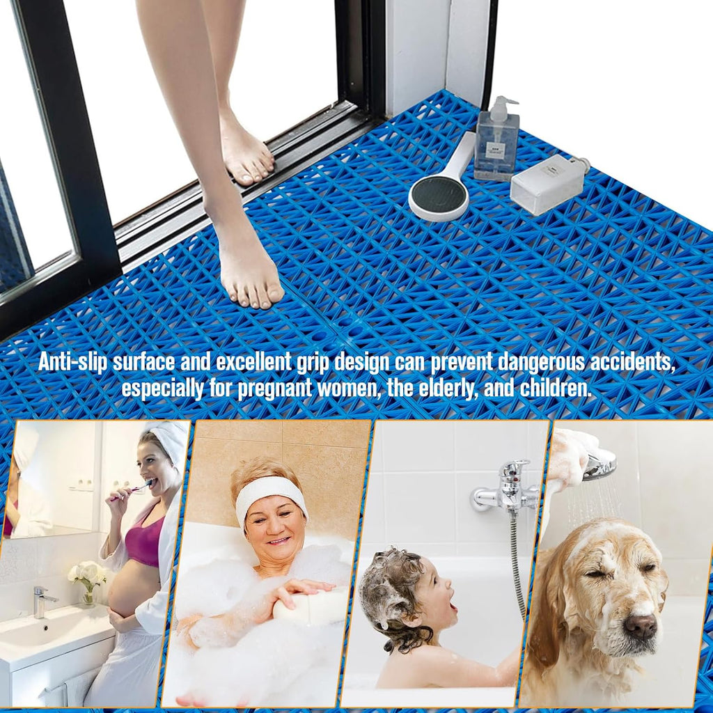 12 Pcs Drainage Mat Modular Interlocking Cushion 11.8" x 11.8" Interlocking Garage Floor Tiles Non-Slip Splicing