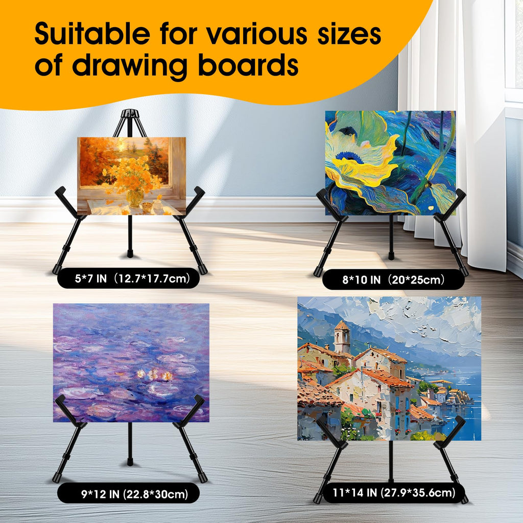 3 Pack 14'' Tabletop Easels, Black Steel Table Top Easels for Display