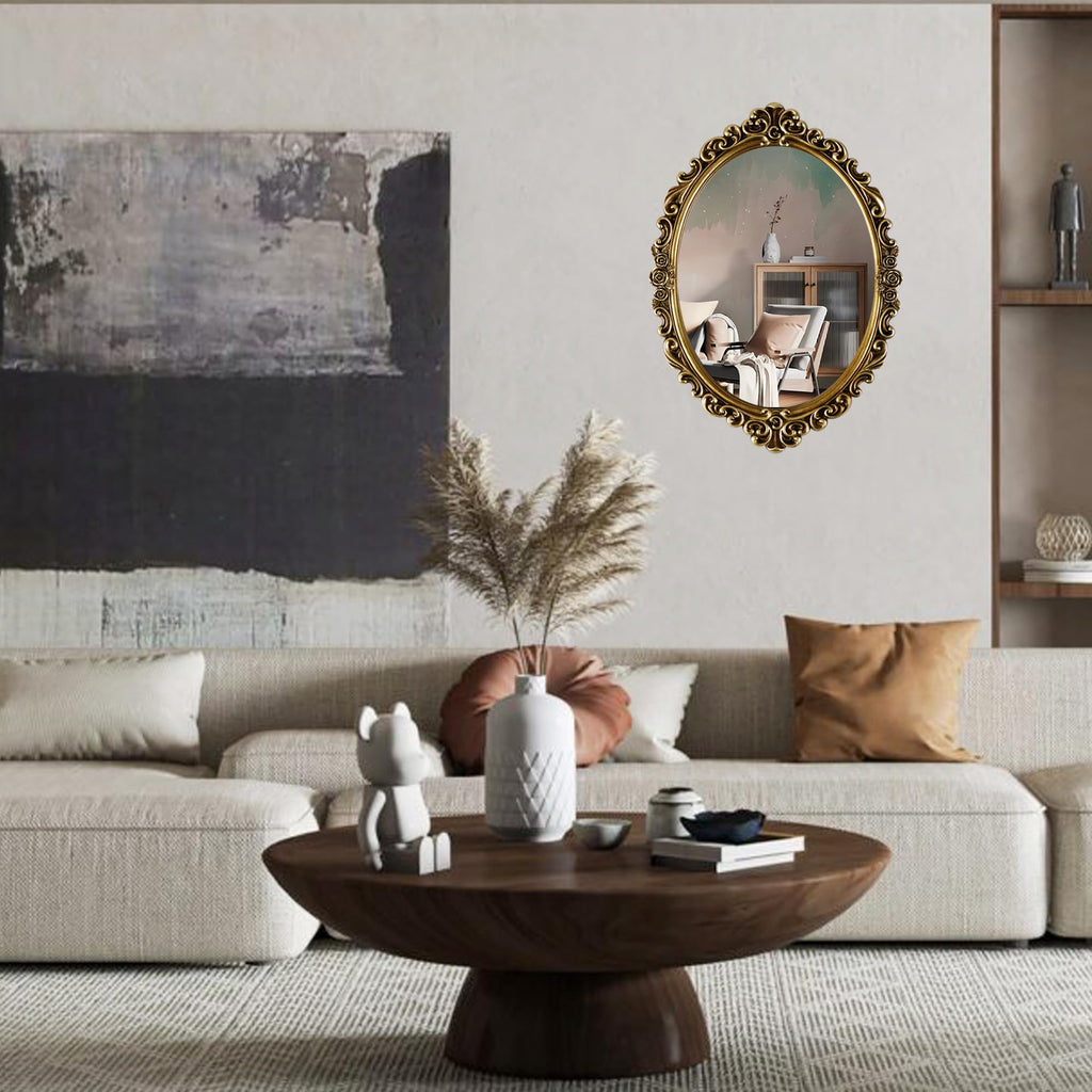 Medium Oval Wall Mirror Resin Frame Size:20.4 x 14.5 inch