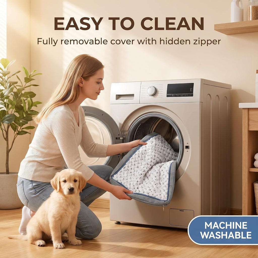 Reversible Dog Bed Mat, Washable Pet Bed for Large Medium Small Dogs, Kennel Pad with Removable Cover, Bed Mattress