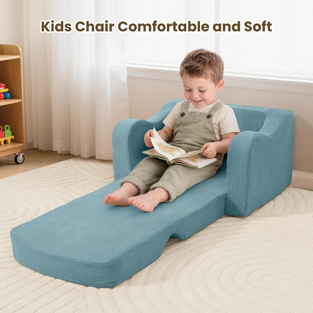 Kids Sofa Chair, in-1 Kids Couch, Fold Out Foam Sofa, Blue