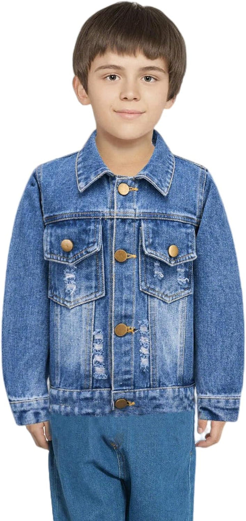 Girls Boys Jean Jacket for ( Kids) Trendy Cozy Soft Ripped Denim Coat Casual Outerwear School Travel Teen