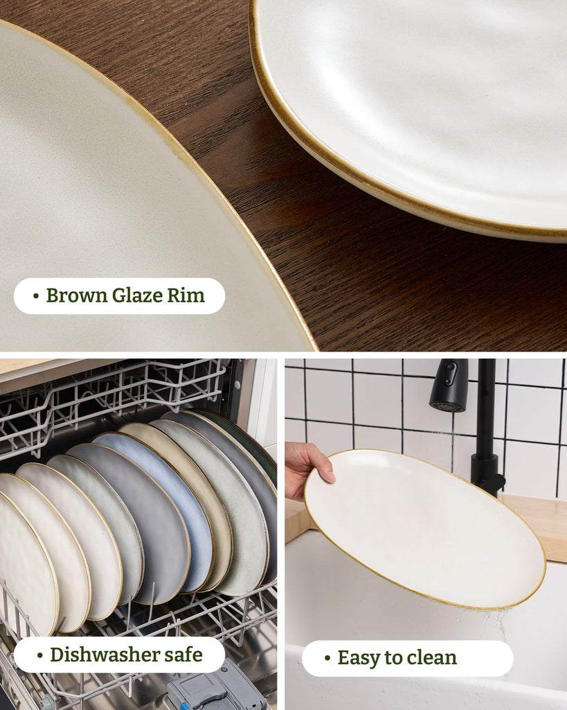 Serving Platters Set of 3 Sizes - Oval, Matte White