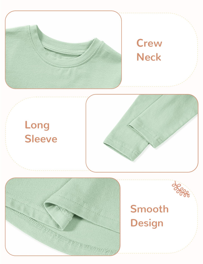 Toddler Boy Long Sleeve Shirt Baby Crewneck T-Shirt Solid Color Cotton Tee Tops Green