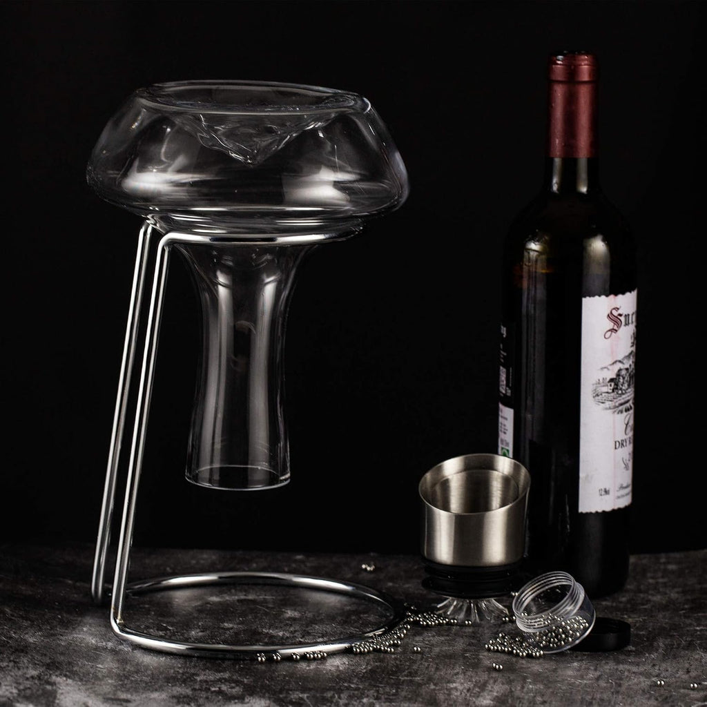 YouYah Iceberg Wine Decanter Set with Aerator Filter,Drying Stand and Cleaning Beads,Red Wine Carafe,Wine