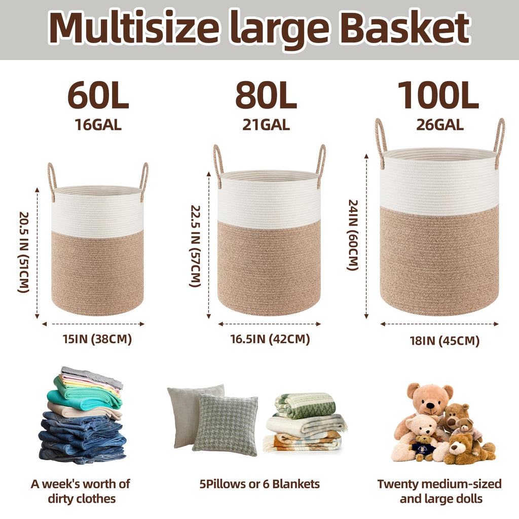 60L Nursery Hamper Laundry Basket Laundry Hamper Grey/White